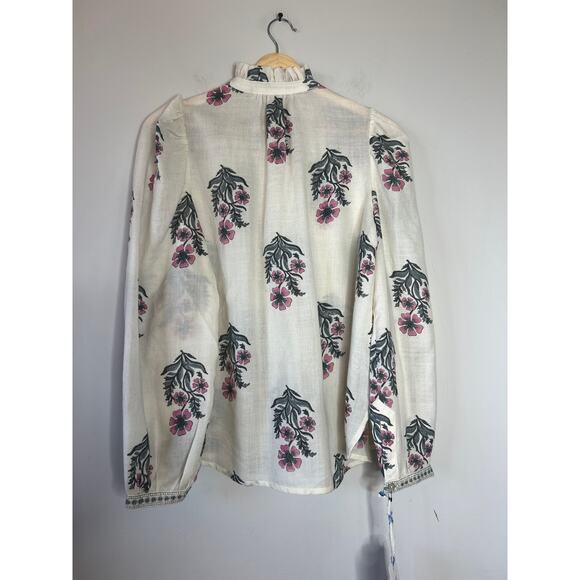 NWT Alix Of Bohemia Annabel Mirabilis Wool Shirt Pink Floral Long Sleeve - Picture 6 of 7